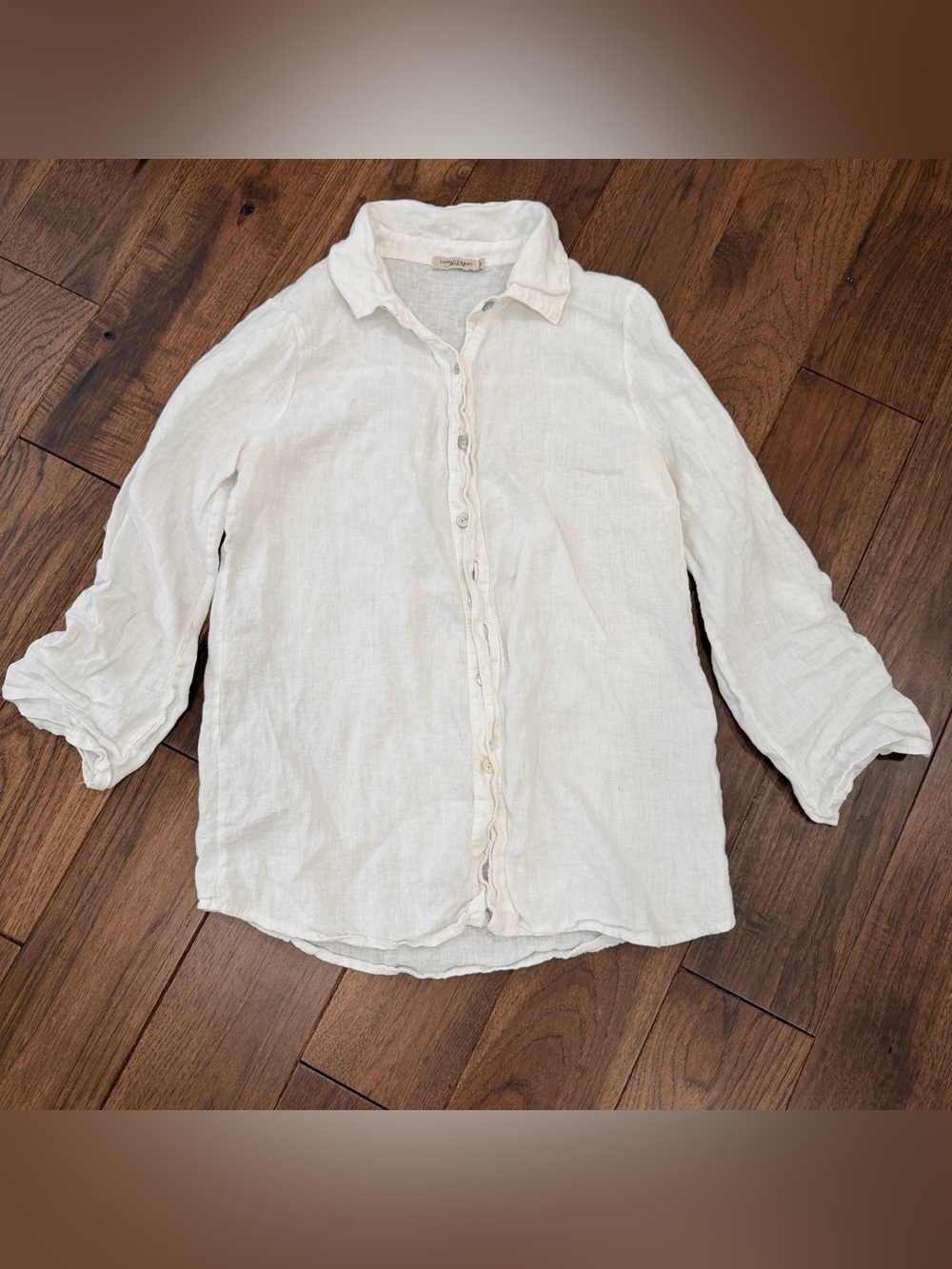 Lungo L’Arno Made in Italy Lightweight 100% Linen White Button-Up Blouse Top Med